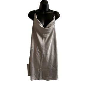 NWT - Abercrombie & Fitch Satin Halter Cowl Neck Dress - Silvery Beige